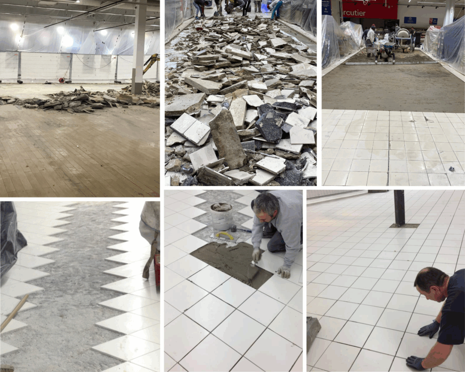 pose carrelage grande surface magasin hypermarchés société ARD Lagny sur Marne maçonnerie béton aménagement gros œuvre